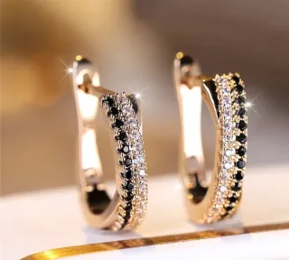 Pendientes Oro Chapado Circonitas Negras