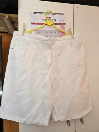 Bermuda Lino Blanco Hombre