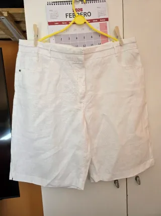 Bermuda Lino Blanco Hombre