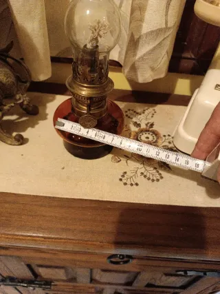 Quinqué de cristal y metal medidas