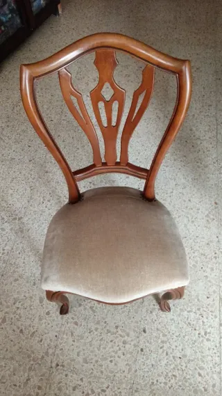 6 sillas de comedor madera maciza y terciopelo