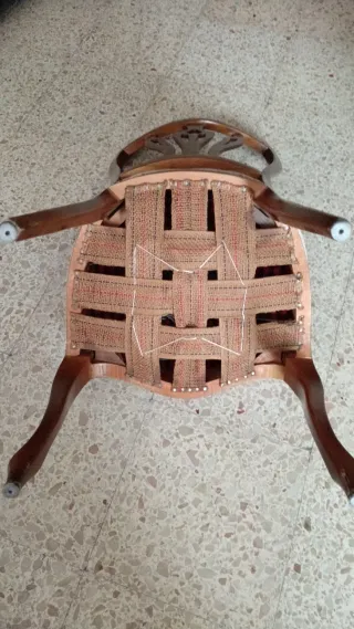 6 sillas de comedor madera maciza y terciopelo