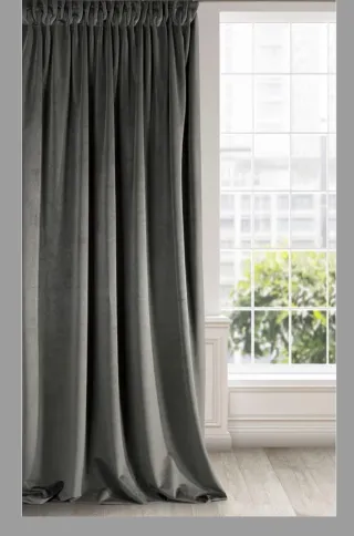 Cortina Opaca Terciopelo Eurofirany Cinta Gris