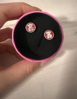 Pendientes Tous Oso Rosa y Plata