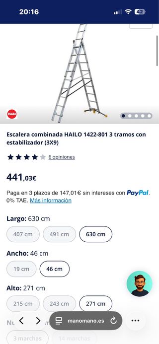 Escalera aluminio 3 alturas 9x 3 a ESTRENAR