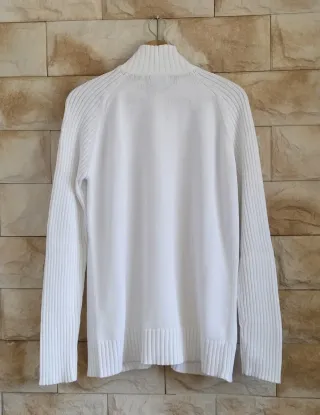 Cárdigan cremallera Y2K vintage XL algodón blanco