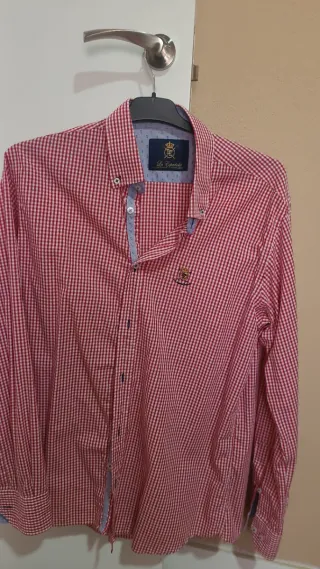 Camisa de hombre La Española cuadros rojo y blanco