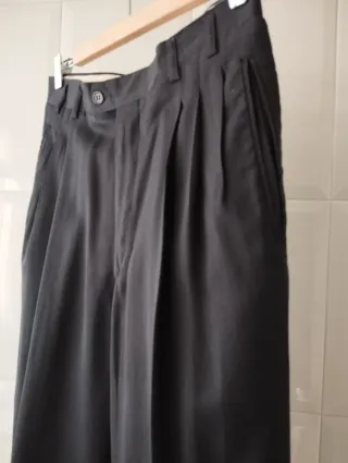 Pantalones negros de vestir bolsillos rectos T-40