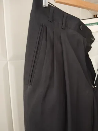 Pantalones negros de vestir bolsillos rectos T-40