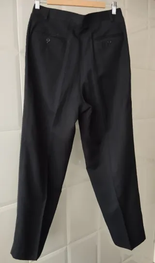 Pantalones negros de vestir bolsillos rectos T-40