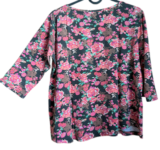 Camiseta floral manga 3/4 algodón Talla S