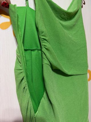 Vestido verde drapeado de brillo talla única