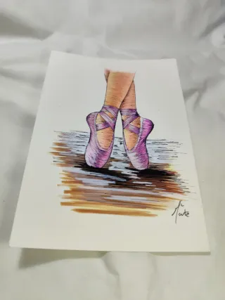 Lámina puntas ballet A5 pintada a mano
