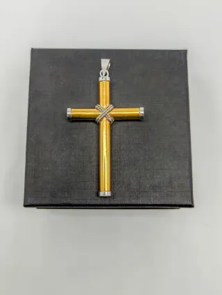 Cruz oro 18kt bicolor hueca