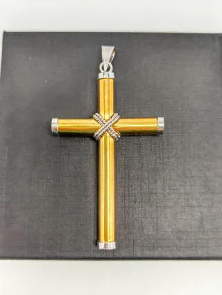 Cruz oro 18kt bicolor hueca