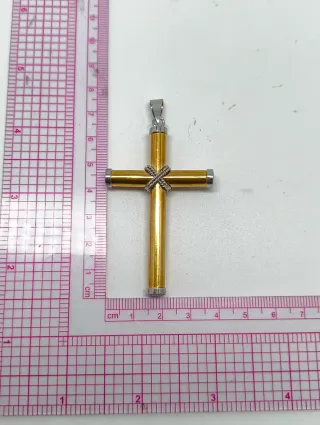 Cruz oro 18kt bicolor hueca