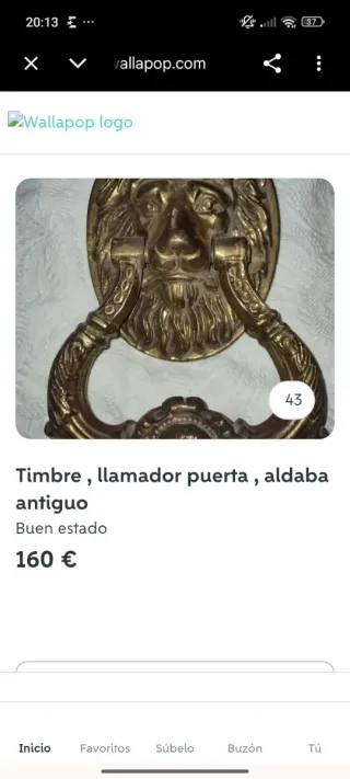 Timbre de bronce antiguo para puerta