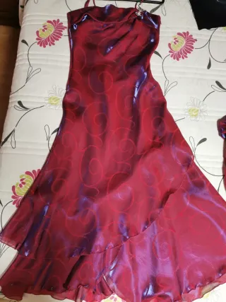 Vestido para disfrac largo fiesta morado y rojo