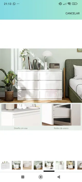 Cómoda 6 cajones blanca