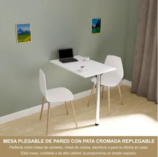 Mesa Plegable Pared Blanca y Cromada