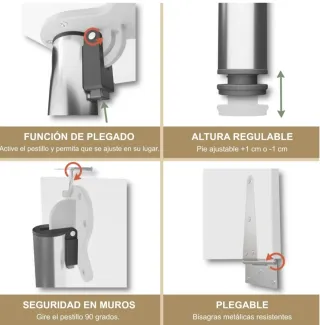 Mesa Plegable Pared Blanca y Cromada