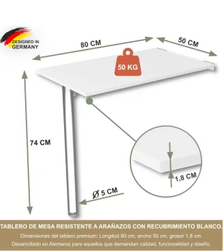 Mesa Plegable Pared Blanca y Cromada