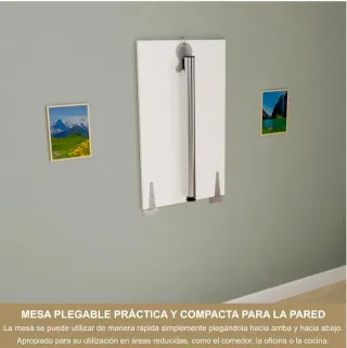Mesa Plegable Pared Blanca y Cromada