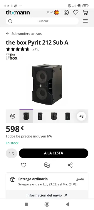 Subwoofer The Box Pyrit 212 A Activo