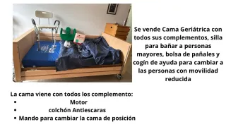 Cama Geriátrica con Silla Baño y Pañales
