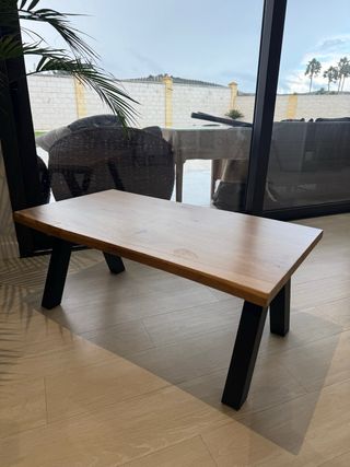 Mesa de centro madera maciza y metal