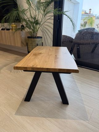 Mesa de centro madera maciza y metal