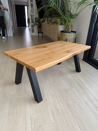 Mesa de centro madera maciza y metal