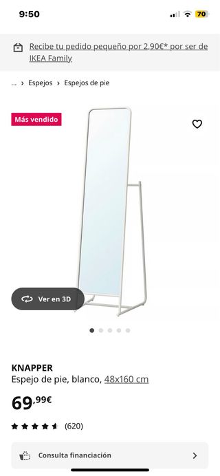 Specchio da terra KNAPPER IKEA bianco