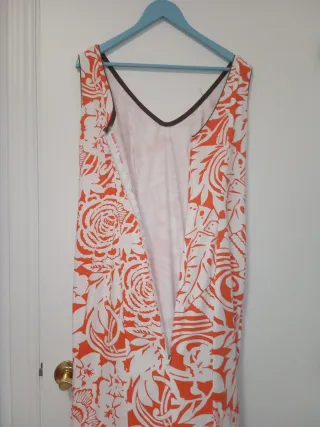 Traje Flamenca Blanco y Naranja estampado