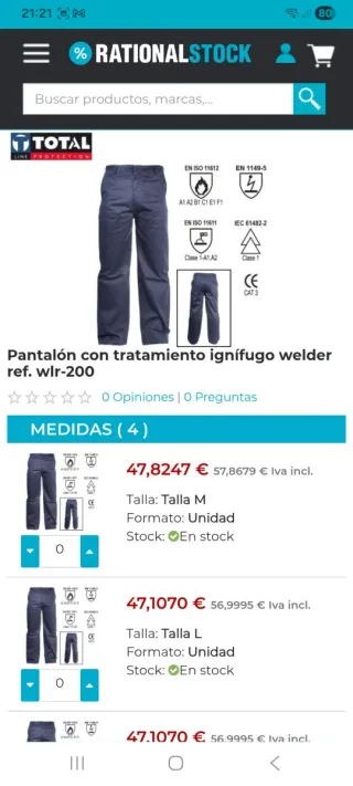 Lote 7 pantalones soldador FIRE LINE Talla L