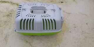 Transportín gato gris y verde