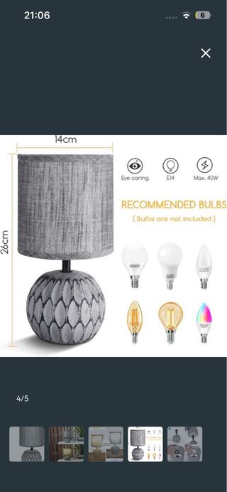 Lámpara de mesa cerámica y tela gris