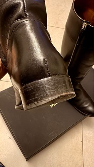 Bota Alta Piel Mujer Massimo Dutti Marrón