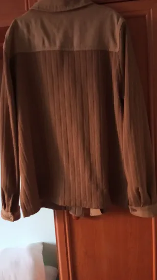 Chaqueta punto y antelina MERLETTI beige/marrón