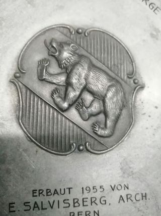 Prato antigo parede Jugendherberge Zermatt 1955 ,