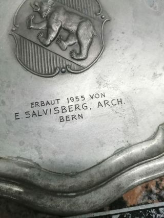 Prato antigo parede Jugendherberge Zermatt 1955 ,