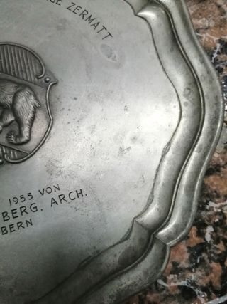 Prato antigo parede Jugendherberge Zermatt 1955 ,