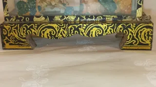 Diorama Chino Antiguo Corcho Tallado Vintage9/8 cm