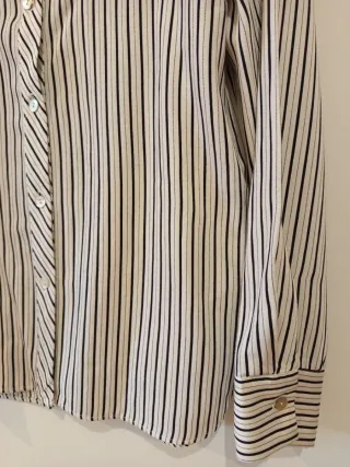 Camisa rayas crema y negro, Zara Talla XS