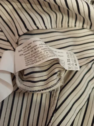 Camisa rayas crema y negro, Zara Talla XS