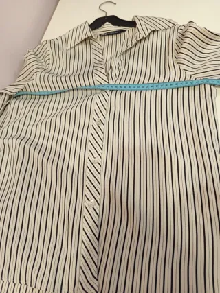 Camisa rayas crema y negro, Zara Talla XS