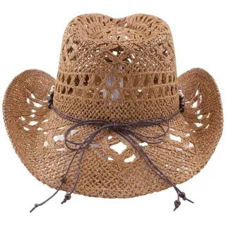 Sombrero vaquero tejido con detalle turquesa