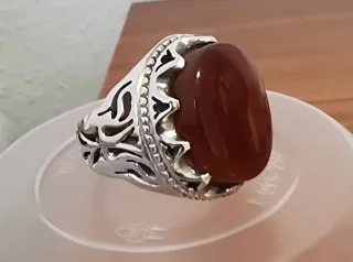 Anillo Plata 925 Ágata Yemení Hecho a Mano