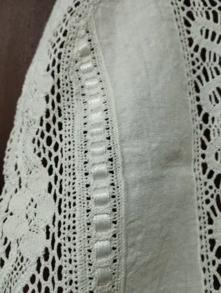 Naperon Linho e Crochê Branco