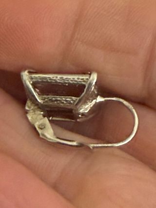 Orecchini Argento 925 con Pietra Rosa Rettangolare